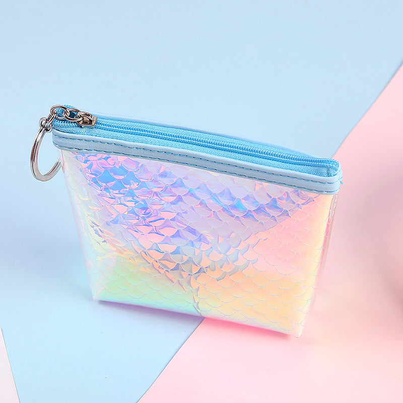 Wholesale PU Laser Fish Scale Pattern Colorful Coin Purse Keychain